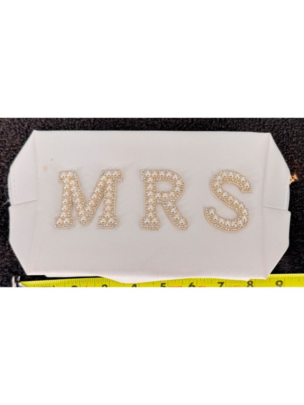 White Bride "Mrs" Clutch With Pearl & Rhinestone Lettering - Picture 4 of 11